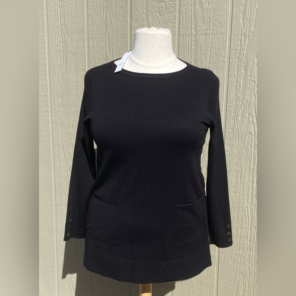 Chico's Black Crew Neck Long Sweater